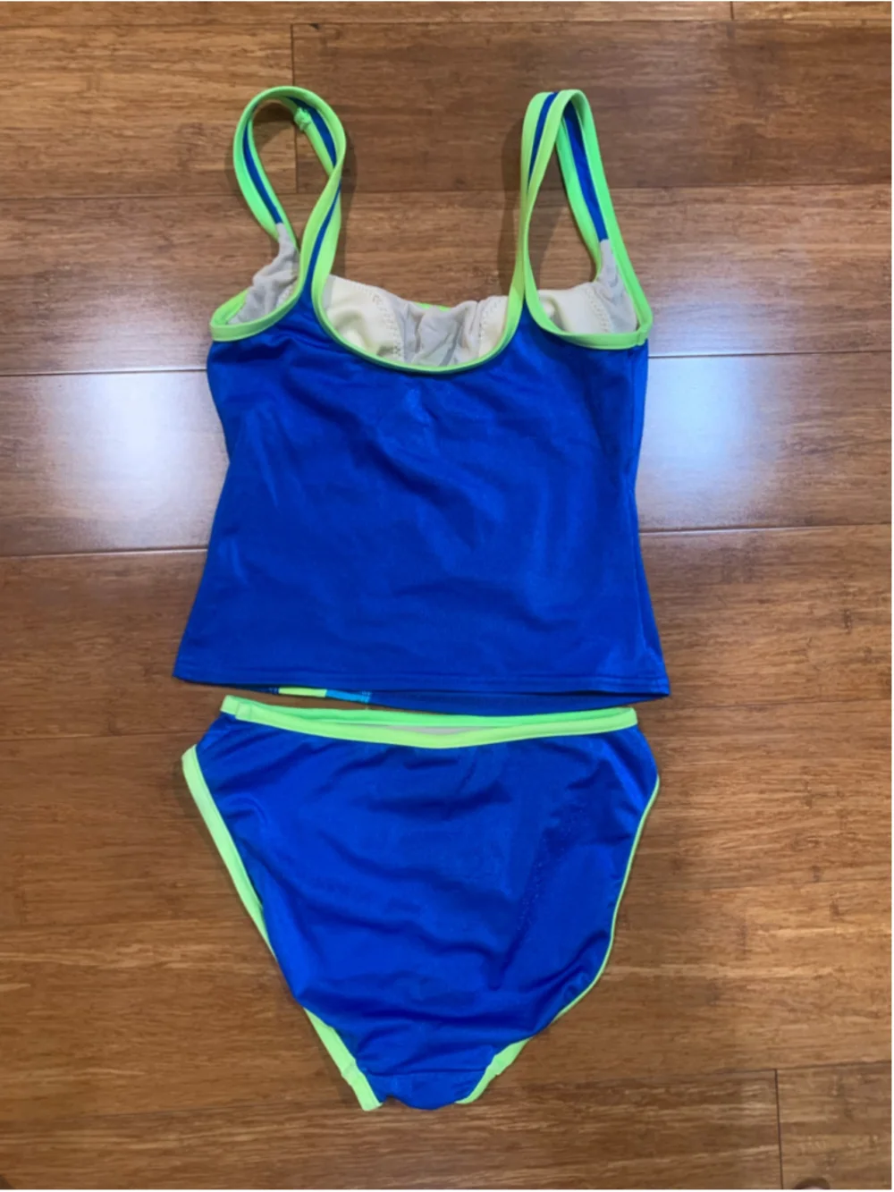 Vntg 90’s Via Marina Blue and Green Tankini/Bikini Set Size 5/6